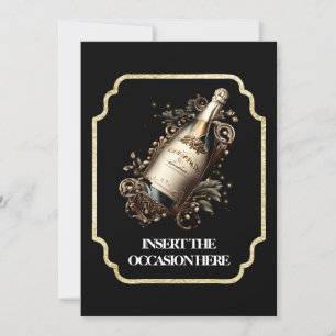Convite Vinho espumante de aniversário de reforma
