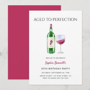 Convite Vinho Moderno Envelhecido à Perfeição para Festa d