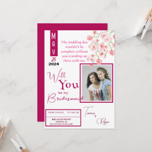 Convite Vinho Rosa Flor