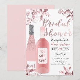 Convite Vinho Rosè Rosa & Flores de Orquídea Chá de Bebê d