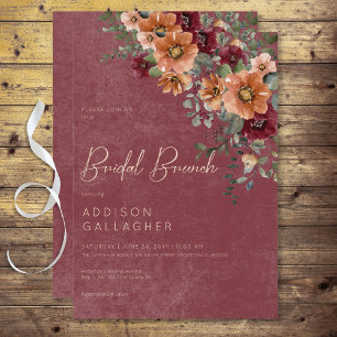 Convite Vinho Russo Caiu e Bridal Floral de Fumaça Brunch