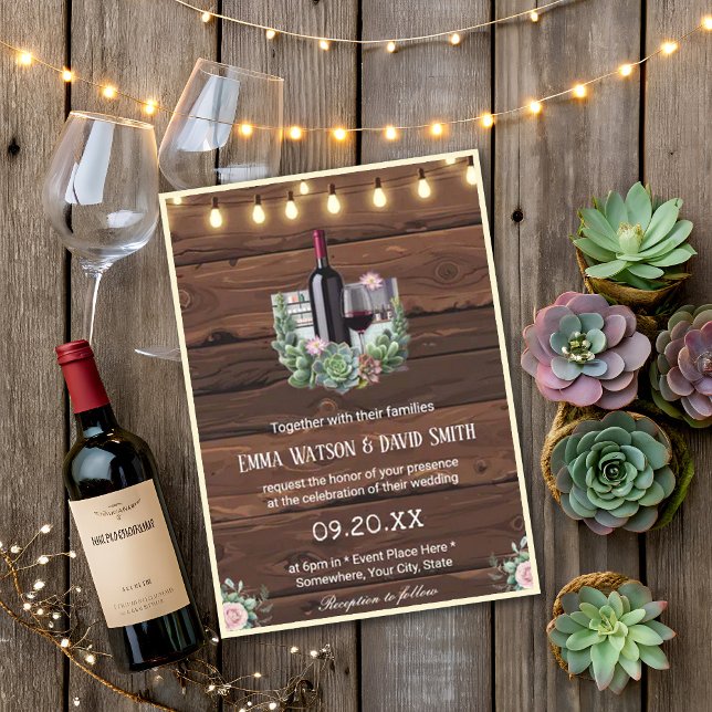 Convite Vinho Rustic Rosa Country Barn Luz Casamento (Criador carregado)