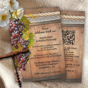 Convite Vinho Rústico QR - Vinha Esperada Após Casamento