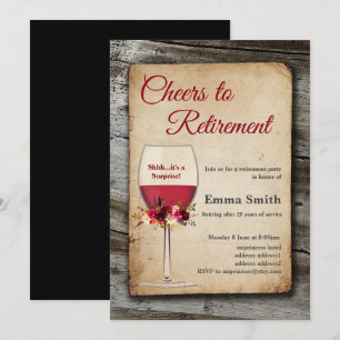 Convite Vinho tinto, festa de aposentadoria, aposentadoria