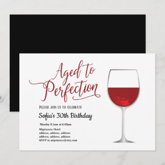 Convite vinho tinto, floral, idade perfeita, aniversário