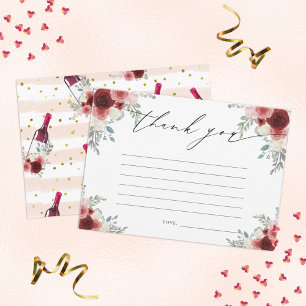Convite Vinho Tinto & Floral Obrigado