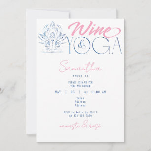Convite Vinho & Yoga Namaste & Rosa Minimis Brunch Anivers