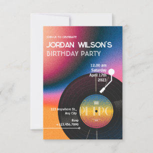 Convite Vinil colorido retrô