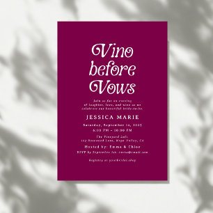 Convite Vino Antes das Vows Chá de panela de vinho retrô