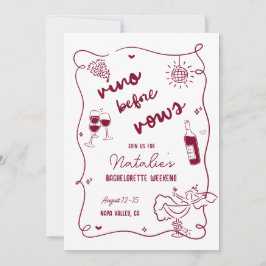 Convite Vino Antes de Vows Bachelorette Itinerário e Convi