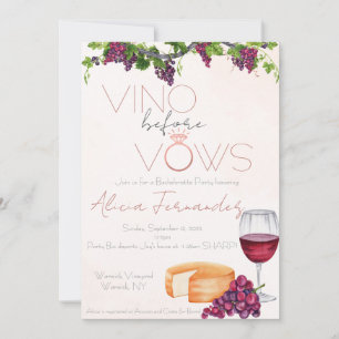 Convite Vino Antes de Vows Bachelorette / Partido Bridal