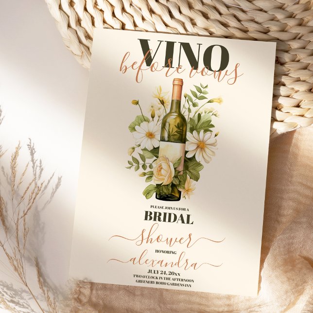 Convite Vino antes de Vows Chá de panela Floral Branco Dou (Criador carregado)