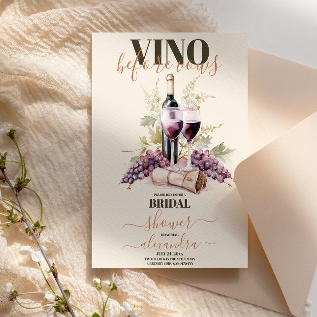 Convite Vino Antes do Vows Elegante Chá de panela de Vinho (Criador carregado)