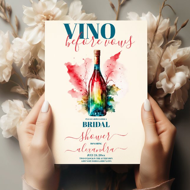 Convite Vino Antes do Vows Elegante Chá de panela de Vinho (Criador carregado)