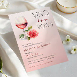 Convite Vino Antes do Vows Tema do Vinho Rosa