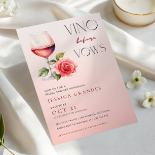 Convite Vino Antes do Vows Tema do Vinho Rosa