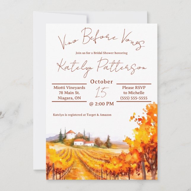 Convite Vino Antes Dos Voos, Chá de panela Vineyard (Frente)