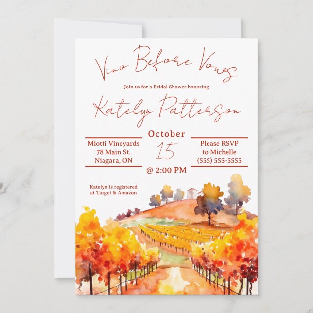 Convite Vino Antes Dos Voos, Chá de panela Vineyard (Frente)