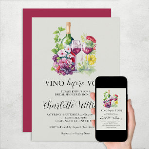 Convite Vino Antes dos Votos de Água-forte Bridal Shower