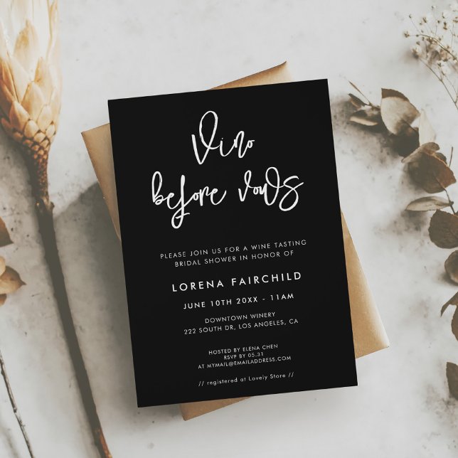 Convite Vino negro moderno e contemporâneo antes dos votos (Criador carregado)