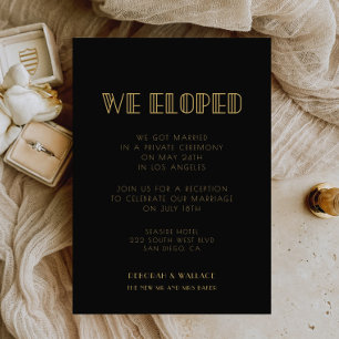 Convite Vintage 1920 deco simples Nós fugimos da placa