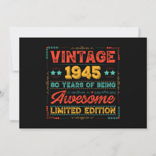 Convite Vintage 1945 Feito em 1945 - Aniversário de 80 80