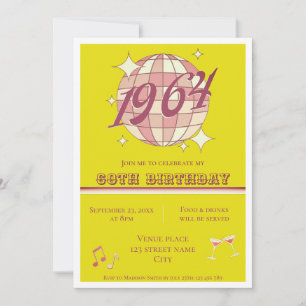 Convite Vintage 1964, 60º aniversário, Retro green Invitat