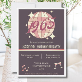 Convite Vintage 1965 60º aniversário, retro púrpura Convit