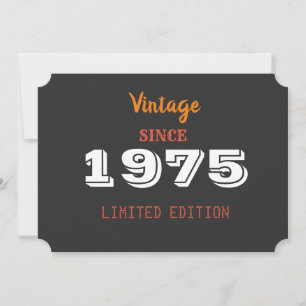 Convite Vintage 1975 Limited Edition 50th Birthday