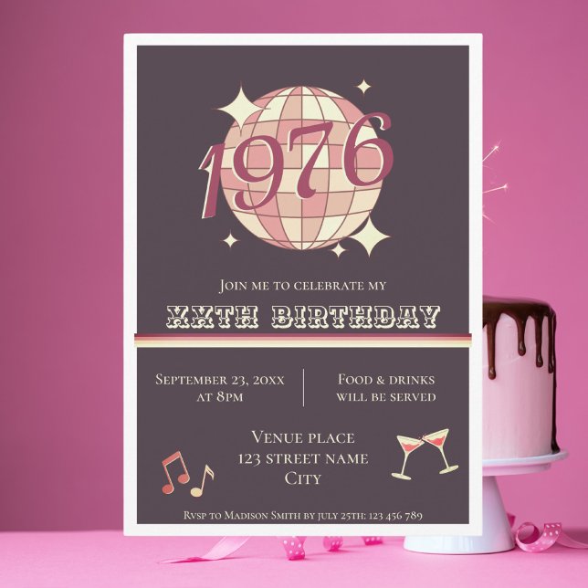 Convite Vintage 1976 50th birthday party Invitation (Criador carregado)