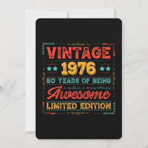 Convite Vintage 1976 Feito em 1976 70º Aniversário 50 Anos
