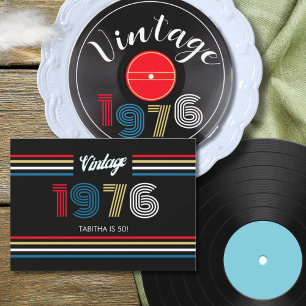 Convite Vintage 1976 Retro Stripe Record 50th Birthday