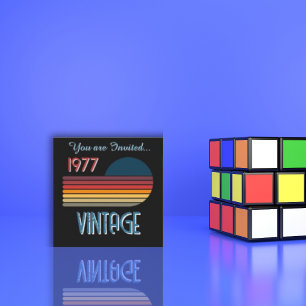 Convite Vintage 1977 Listra Retro Sol Aniversário de 50 an