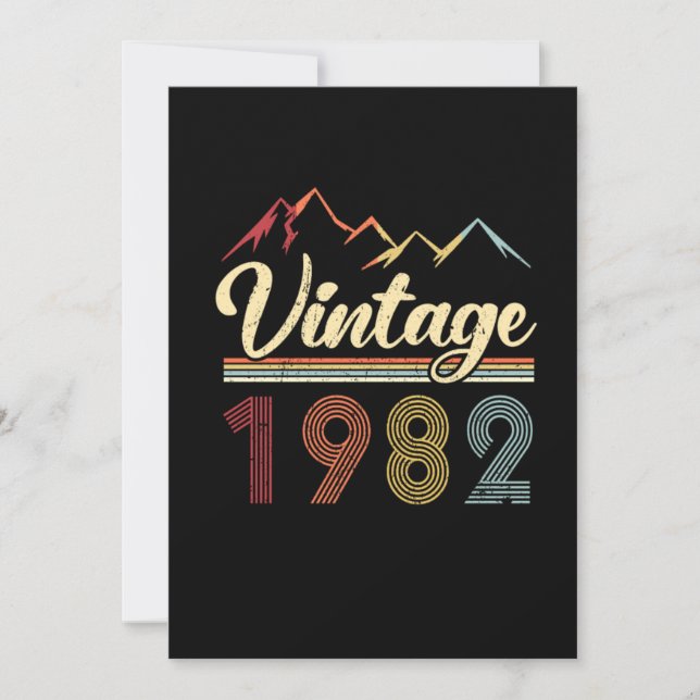 Convite Vintage 1982 39th Birthday Retro 39 Anos (Frente)
