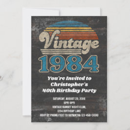 Convite Vintage 1984, Ano de Nascimento, aniversário de 40