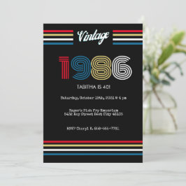 Convite Vintage 1986 Retro 40th Birthday Party Invitation