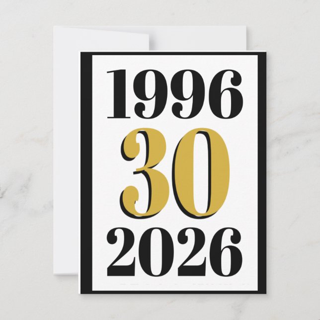 Convite Vintage 1996 Milestone 30th Birthday (Frente)