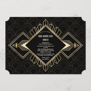 Convite Vintage 20 anos Excelente negro Gatsby Ano Novo