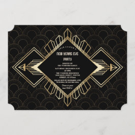 Convite Vintage 20s, Excelente negro Dourado Gatsby Ano No