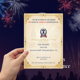 Convite Vintage 250 Anos de Independência Americana