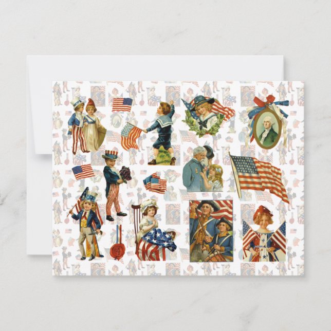 Convite Vintage 4 de julho de CHURRASCO (Frente)