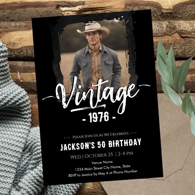 Convite Vintage 50th Birthday  (Criador carregado)
