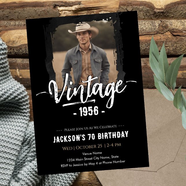 Convite Vintage 70th Birthday  (Criador carregado)