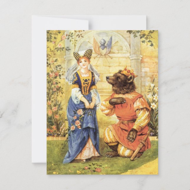 Convite Vintage A Bela e a Fera Conto de Fadas (Frente)