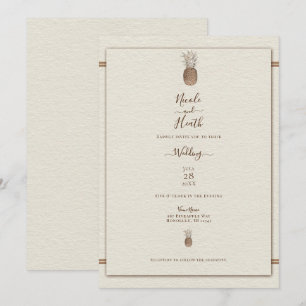 Convite Vintage Abacaxi Minimalista Elegante Casamento Cre