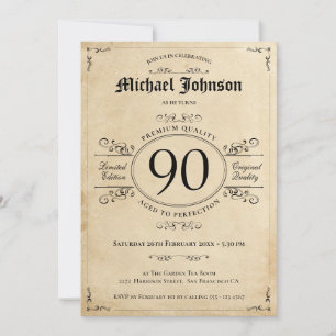 Convite Vintage Aged to Perfected Birthday Elegant Rustic