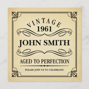Convite Vintage Aged to Perfecting Engraçado Aniversário