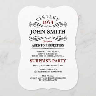 Convite Vintage Aged to Perfecting Engraçado Aniversário C