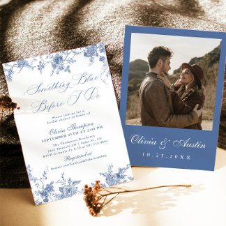 Convite Vintage Algo Azul Antes Que Eu Faça Chá de panela