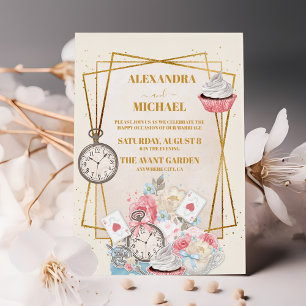 Convite Vintage Alice no Casamento das Maravilhas